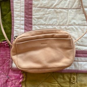 BAGGU Pink Mini Leather Crossbody